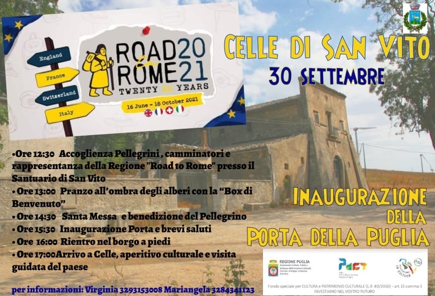 Celle di San Vito, il 30 settembre l’inaugurazione della Porta della Via Francigena di Puglia